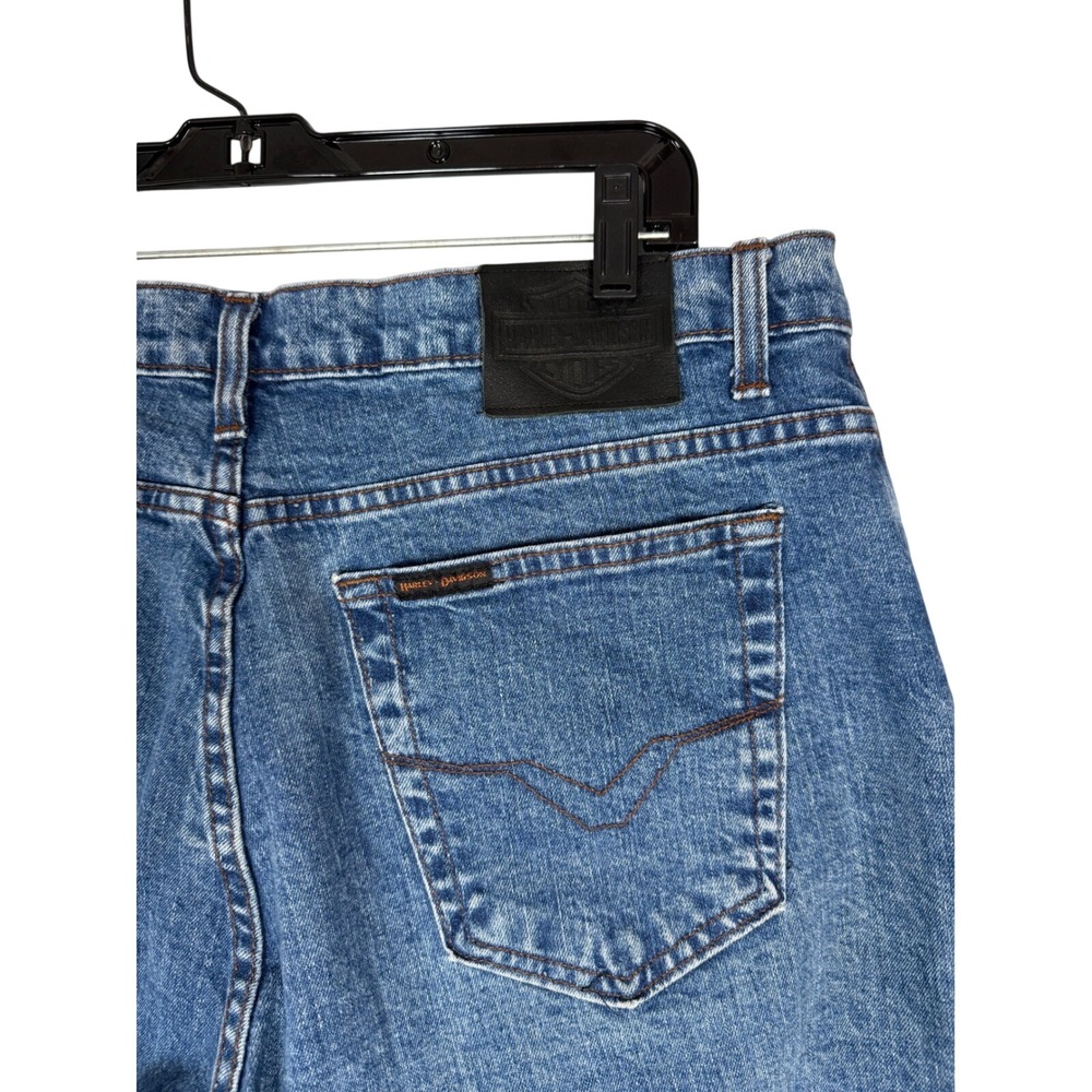 Harley Davidson Mens Straight Leg Relaxed Fit Medium Wash Blue Denim Jeans 36x31 - Picture 6 of 10